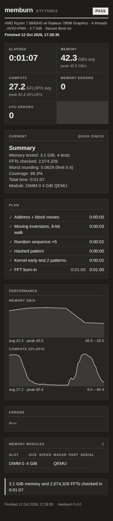 Live view on a phone: elapsed time, rates, error counts, plan and charts